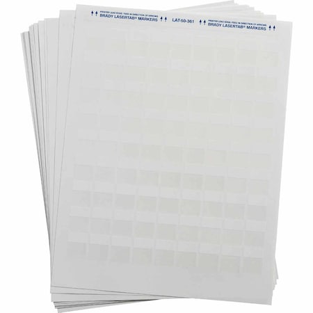 Brady LaserTab Self-Lam Polyester Lbls 1 in H x 0.75 in W White, Clear 13/PK LAT-50-361-1
